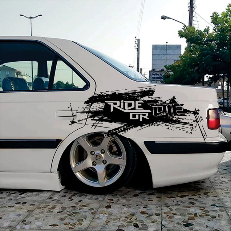 برچسب بدنه خودرو طرح ride or die مدل ri تولیدی مستر لوکسینو